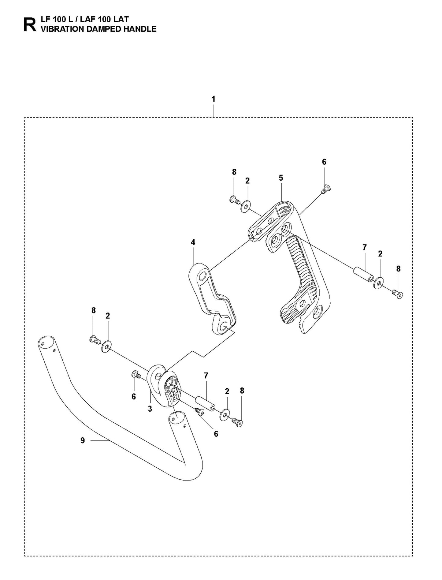 Vibration Damped Handle Parts For LF 100 LAT Petrol By Husqvarna