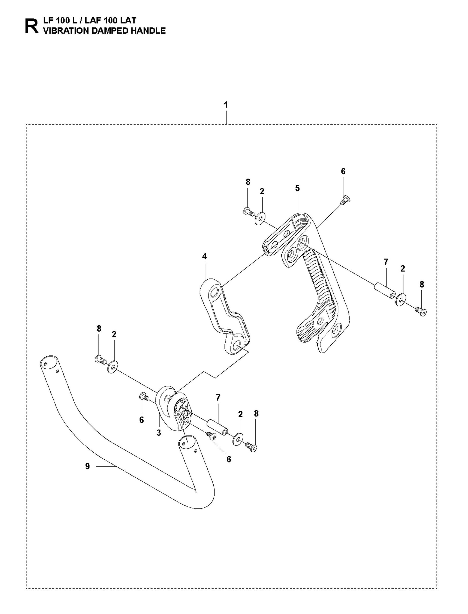 Vibration Damped Handle Parts For LF 100 LAT Petrol By Husqvarna