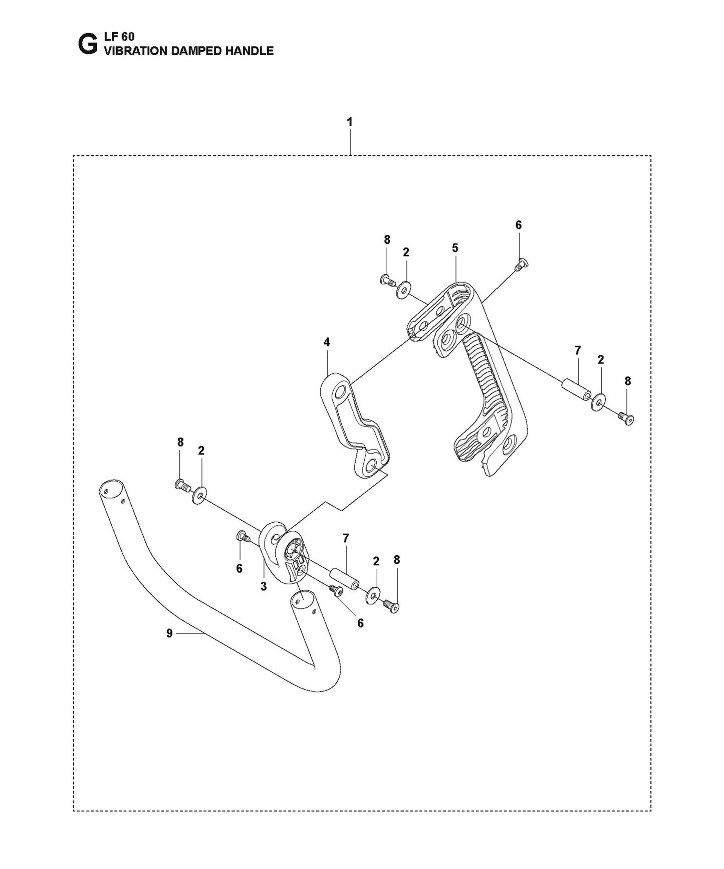 Vibration Damped Handle Parts For LF 60 LA By Husqvarna