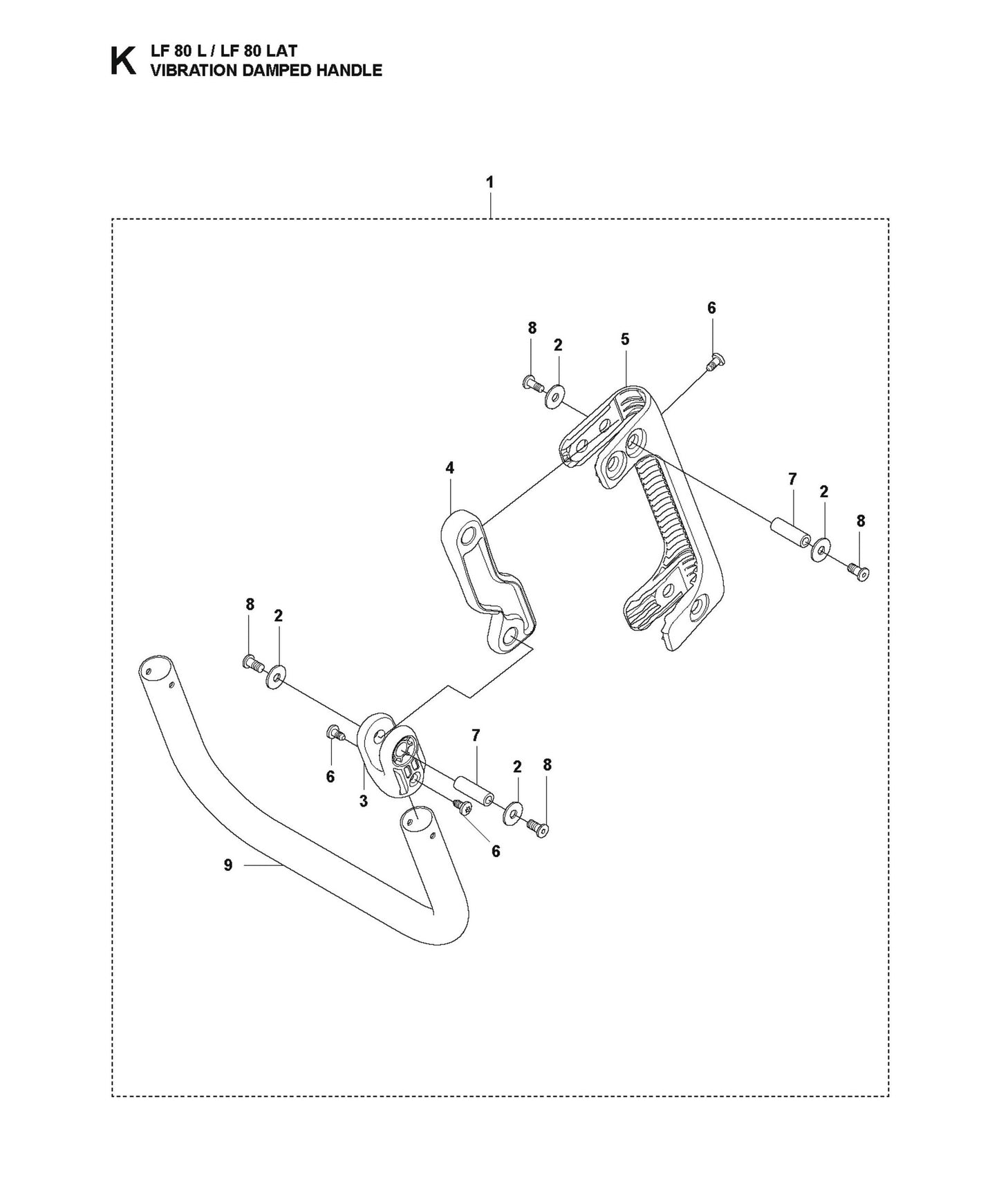 Vibration Damped Handle Parts For LF 80 L By Husqvarna