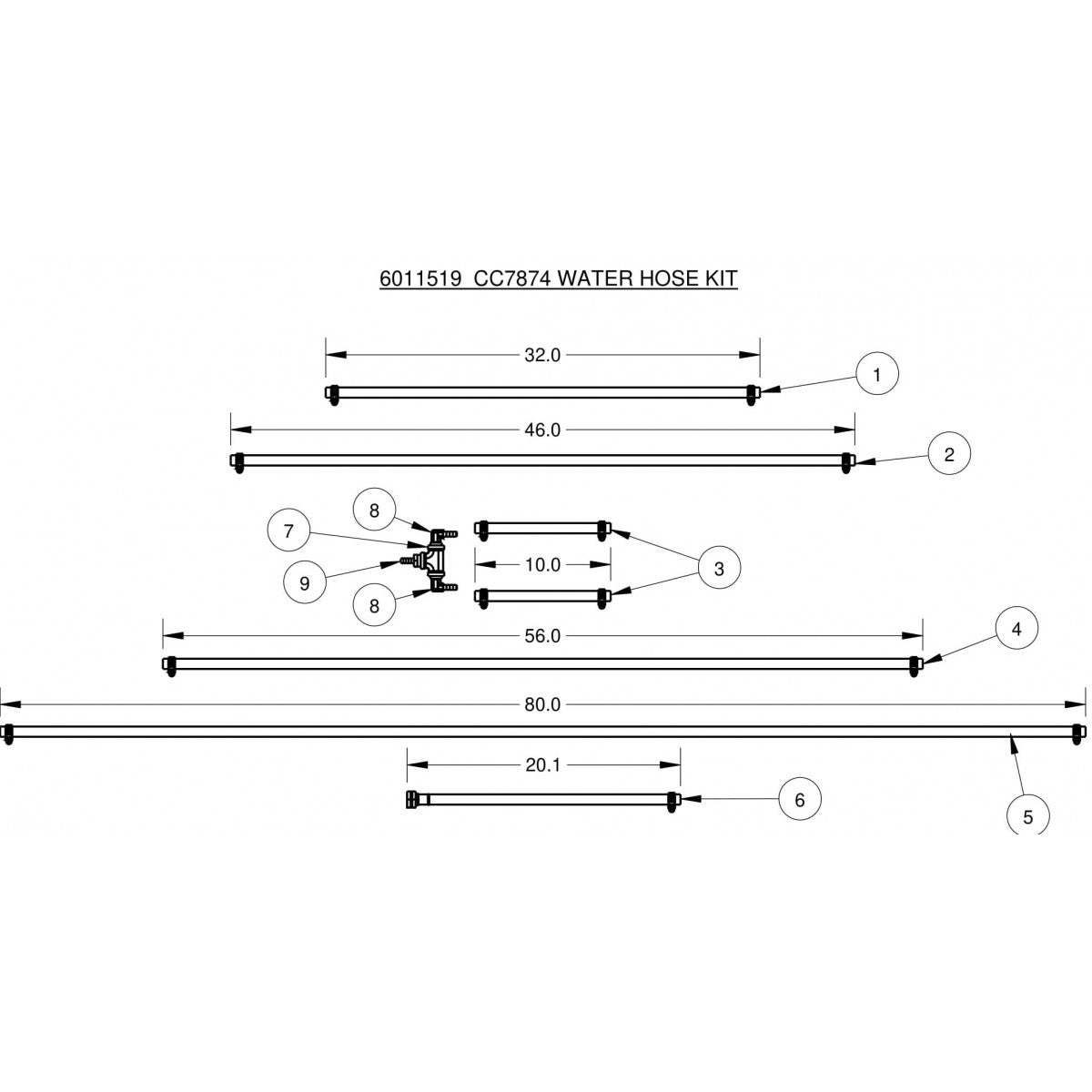 CC7874XL Water Hose Kit
