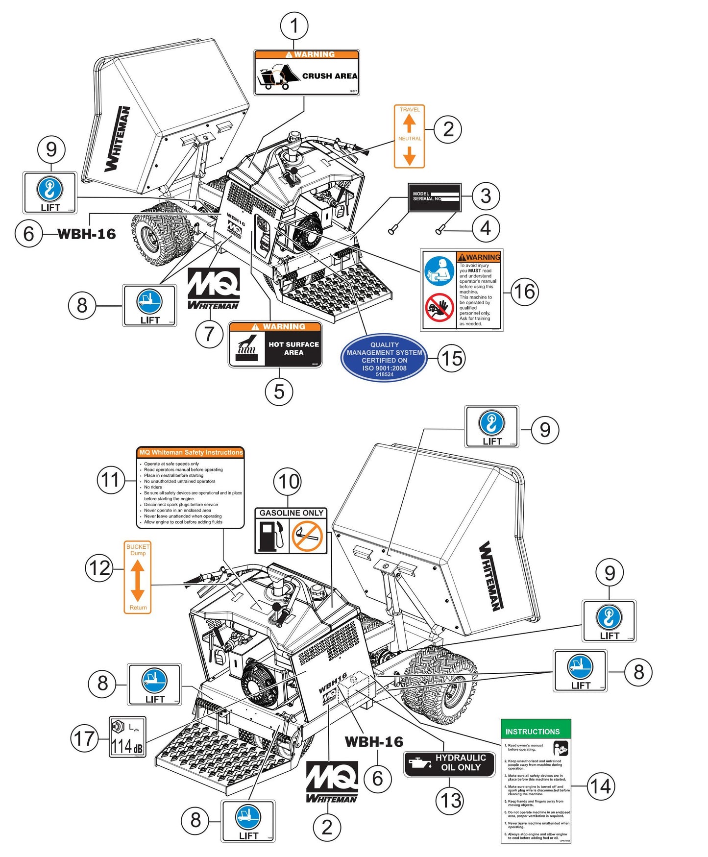 WBH-21EF CE Nameplate And Decals Assembly Parts by Multiquip Whiteman
