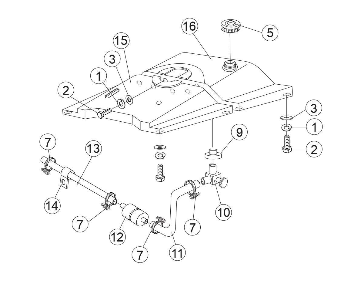 WBH-16 Fuel Tank Assembly (Plastic) Parts by Multiquip Whiteman