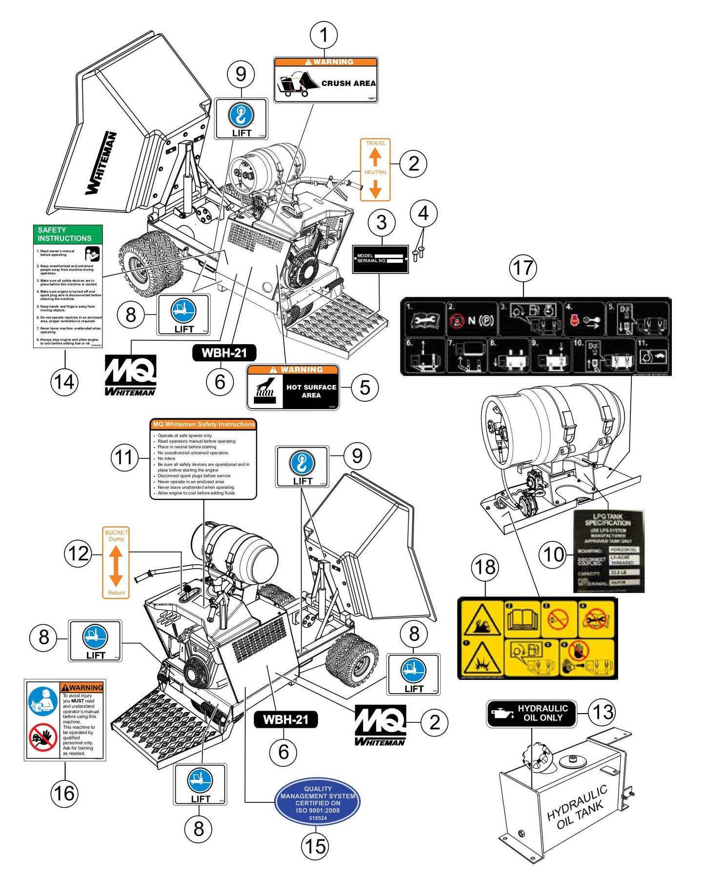 WBH-21EFP Nameplate and Decals Assembly Parts by Multiquip Whiteman