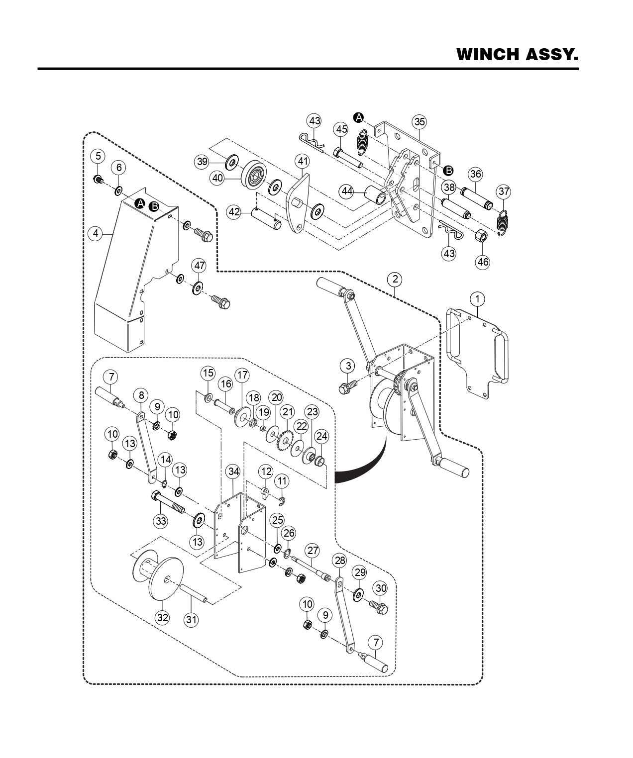 GBX GloBug Lighting System Winch Assembly Parts by Multiquip