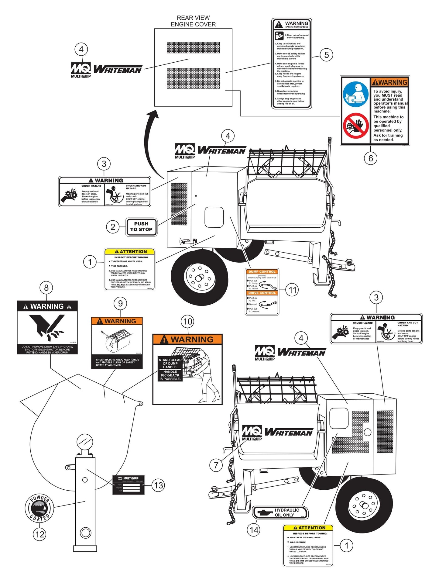 WM120PH Series, WM120SH Series Nameplate And Decals Assembly Parts