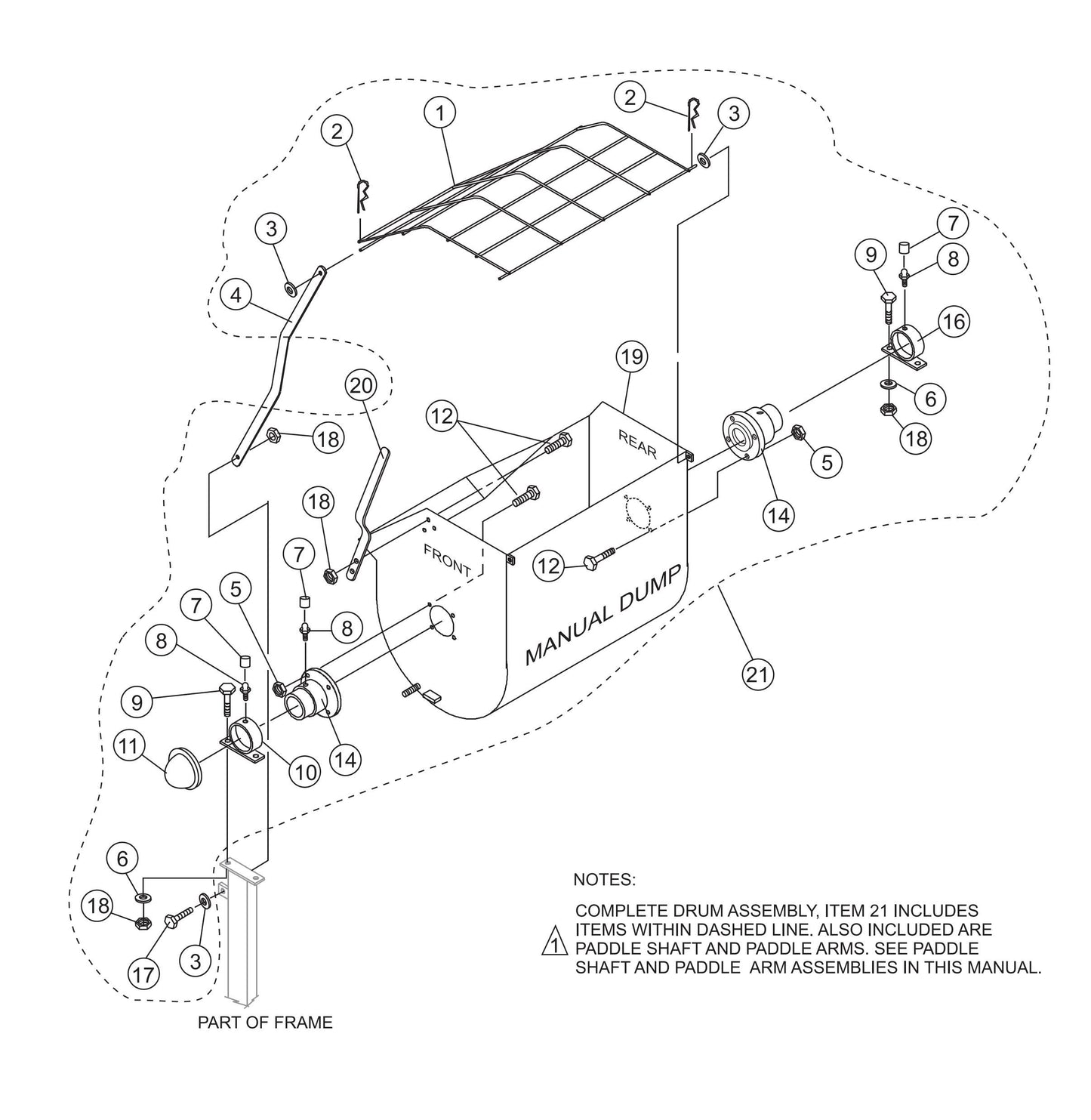 Steel Drum Assembly (Manual) Parts- WM120PH, WM120SH Hydraulic Plaster/ Mortar Mixers