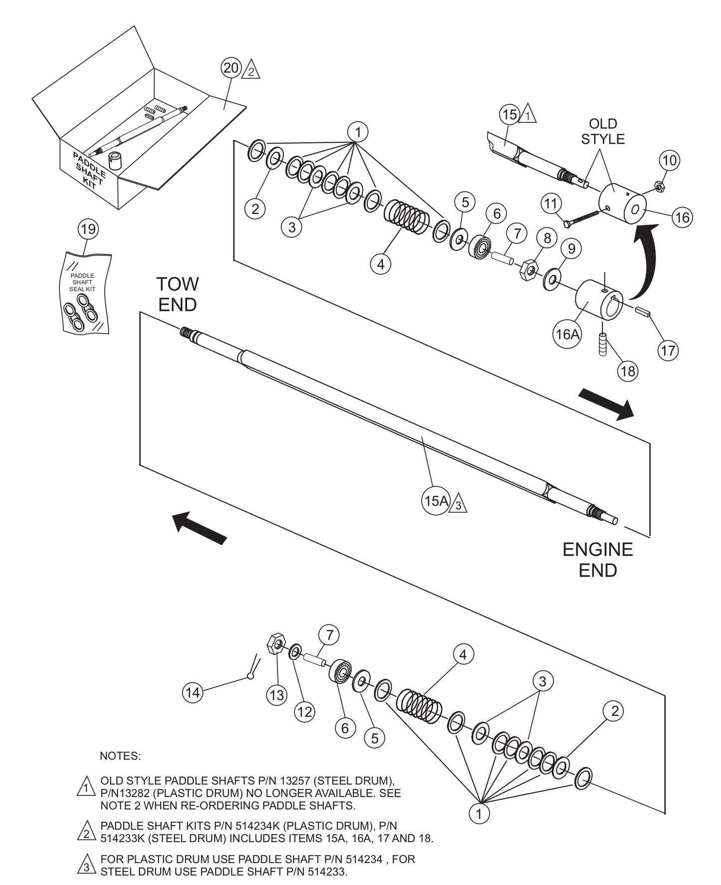 Paddle Shaft Assembly (Plastic/Steel) Parts- WM120PH, WM120SH Hydraulic Plaster/ Mortar Mixers
