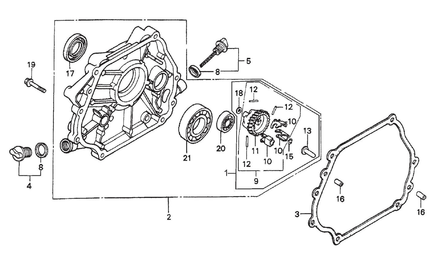 Crankcase Cover Assembly Parts- WM120PH, WM120SH Honda GX390K1QA2/GX390U1QA2