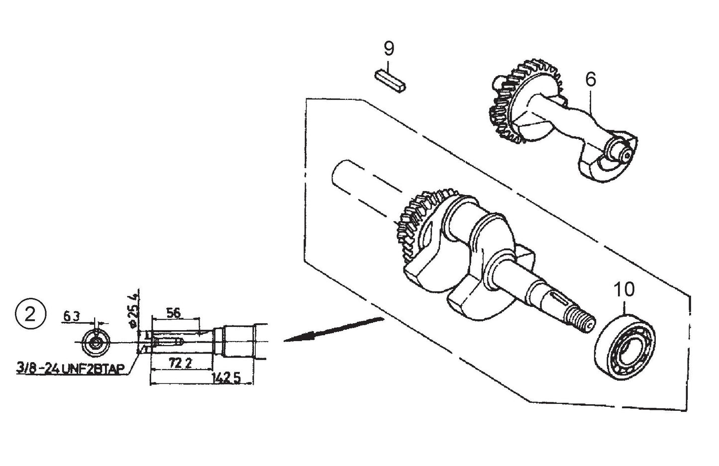 Crankshaft Assembly Parts- WM120PH, WM120SH Honda GX390K1QA2/GX390U1QA2