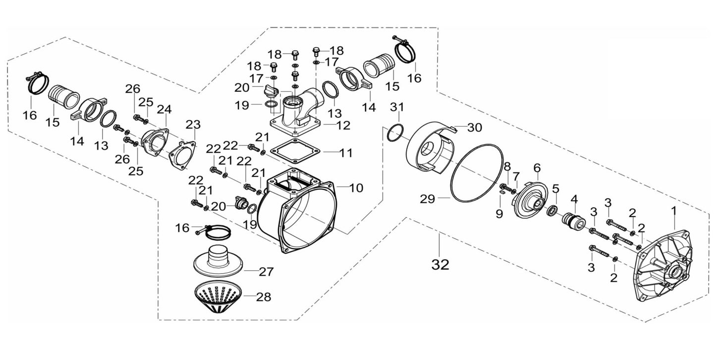 BE WP-2065HL 2" Water Pump Assembly Parts by BE Power Equipment