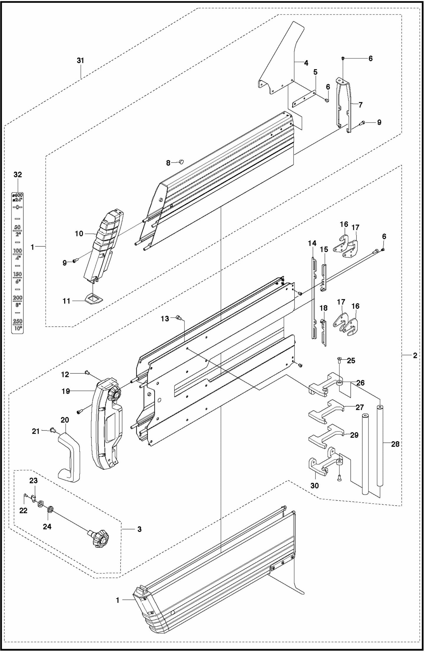 WS 220 Blade Guard 600mm Assembly Parts