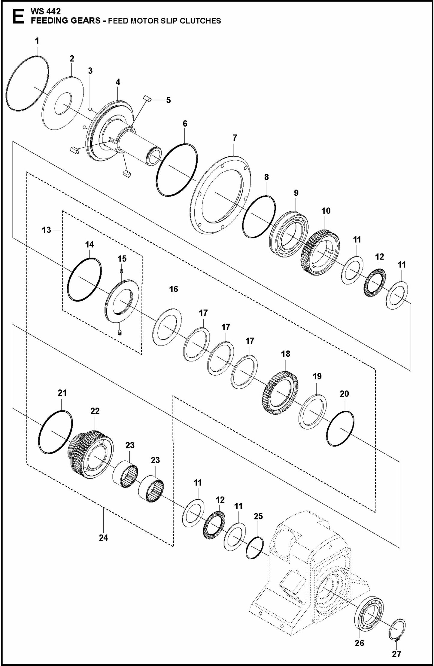 WS 442 Feeding Gears Assembly Parts By Husqvarna