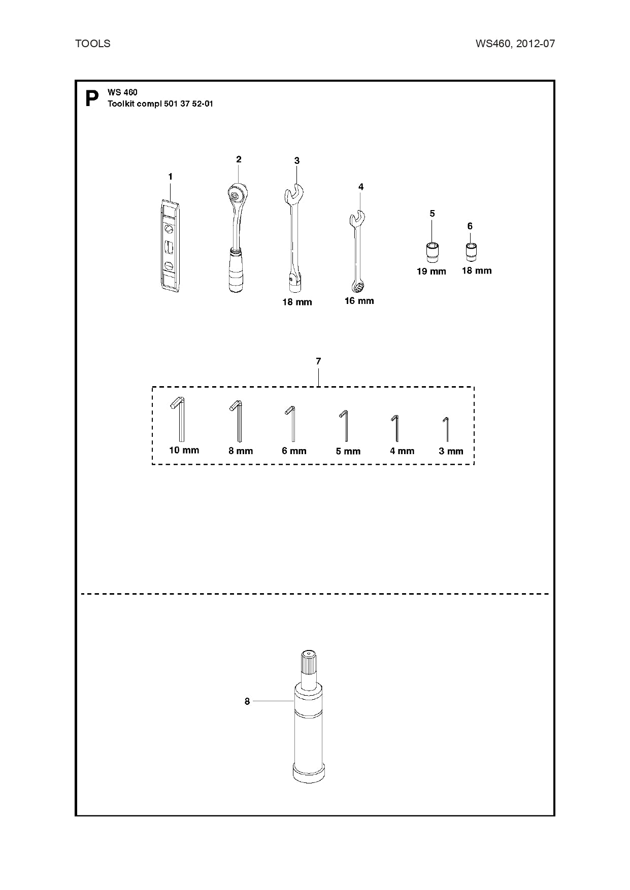Tools Parts for WS 460, WS 440 HF, WS 482 HF By Husqvarna