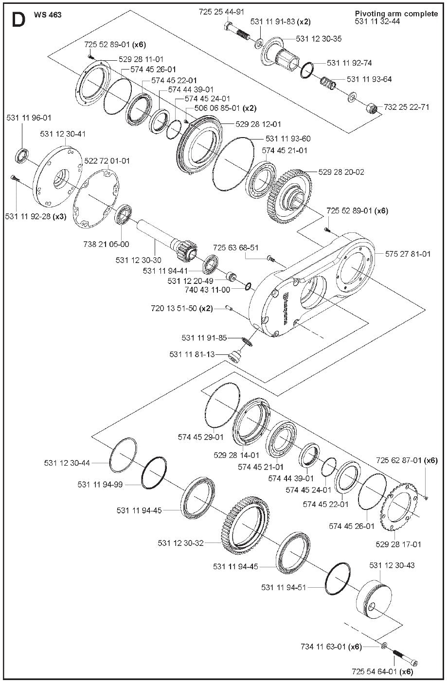 Pivoting Arm Complete Parts For WS 463 By Husqvarna