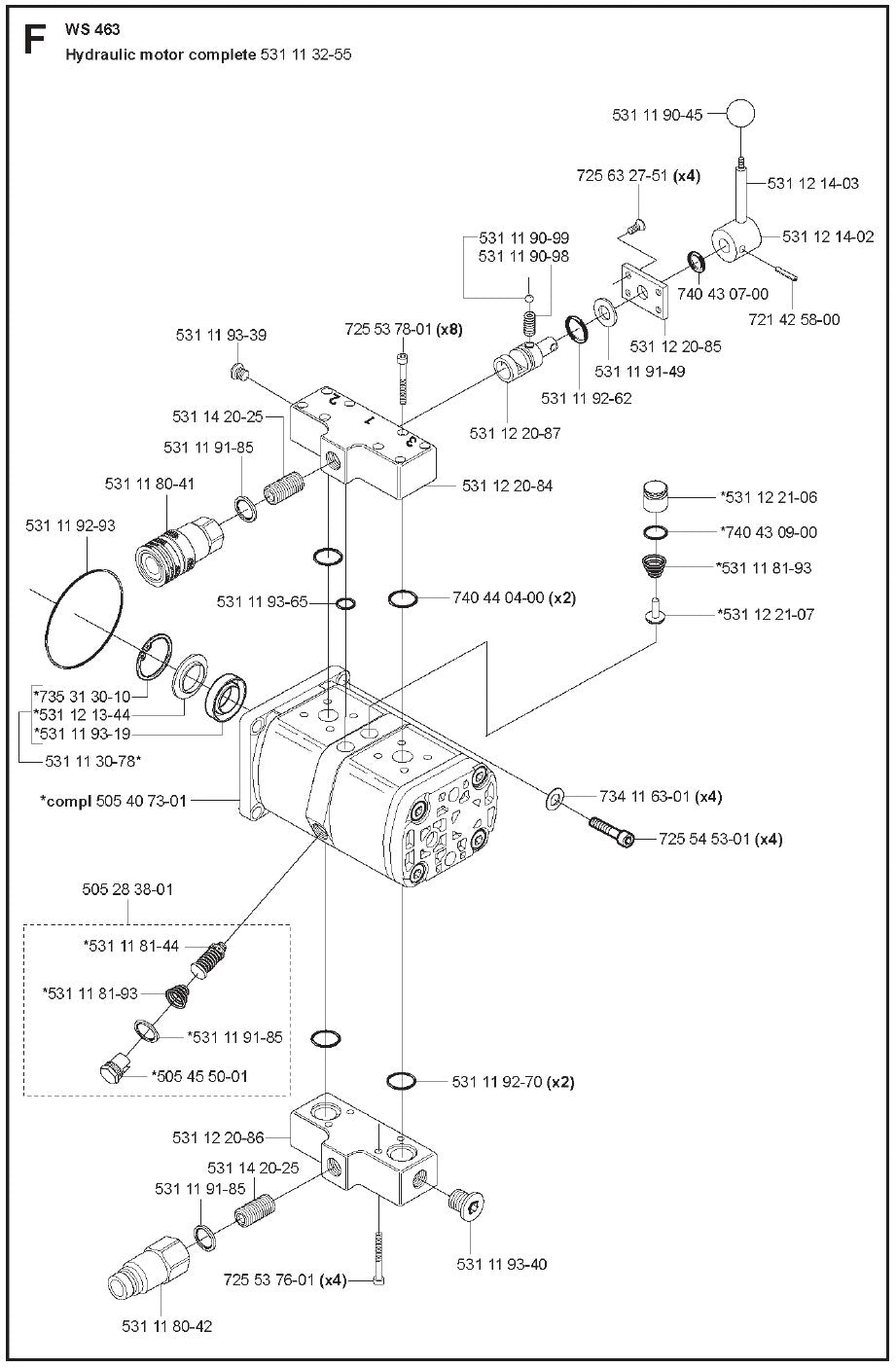 Hydraulic Motor Complete Parts For WS 463 By Husqvarna