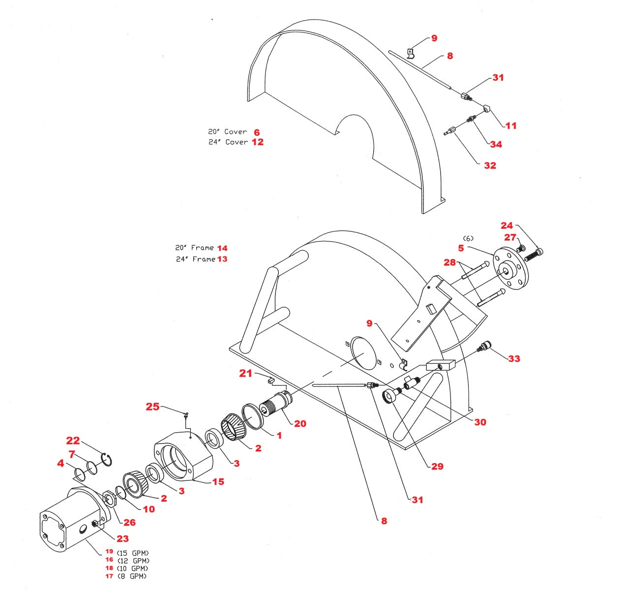 HS20-F HS24-F Hydraulic Hand Saw Flush Cut Assembly Parts-1