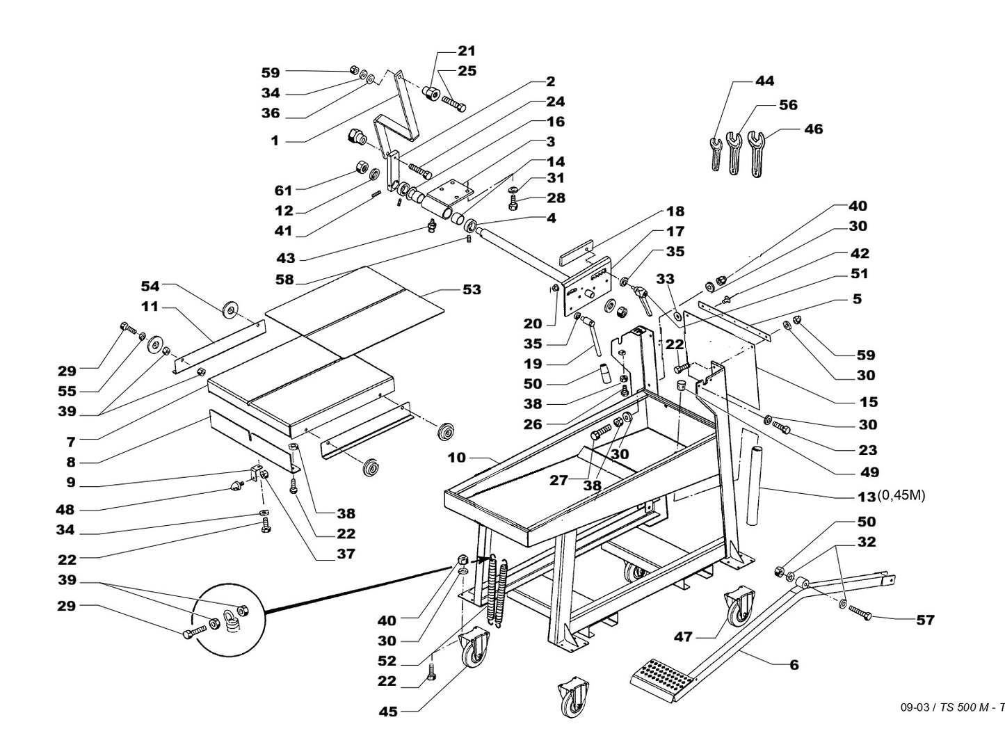 TS 500 M, TS 600 M Frame Assembly-1 Parts