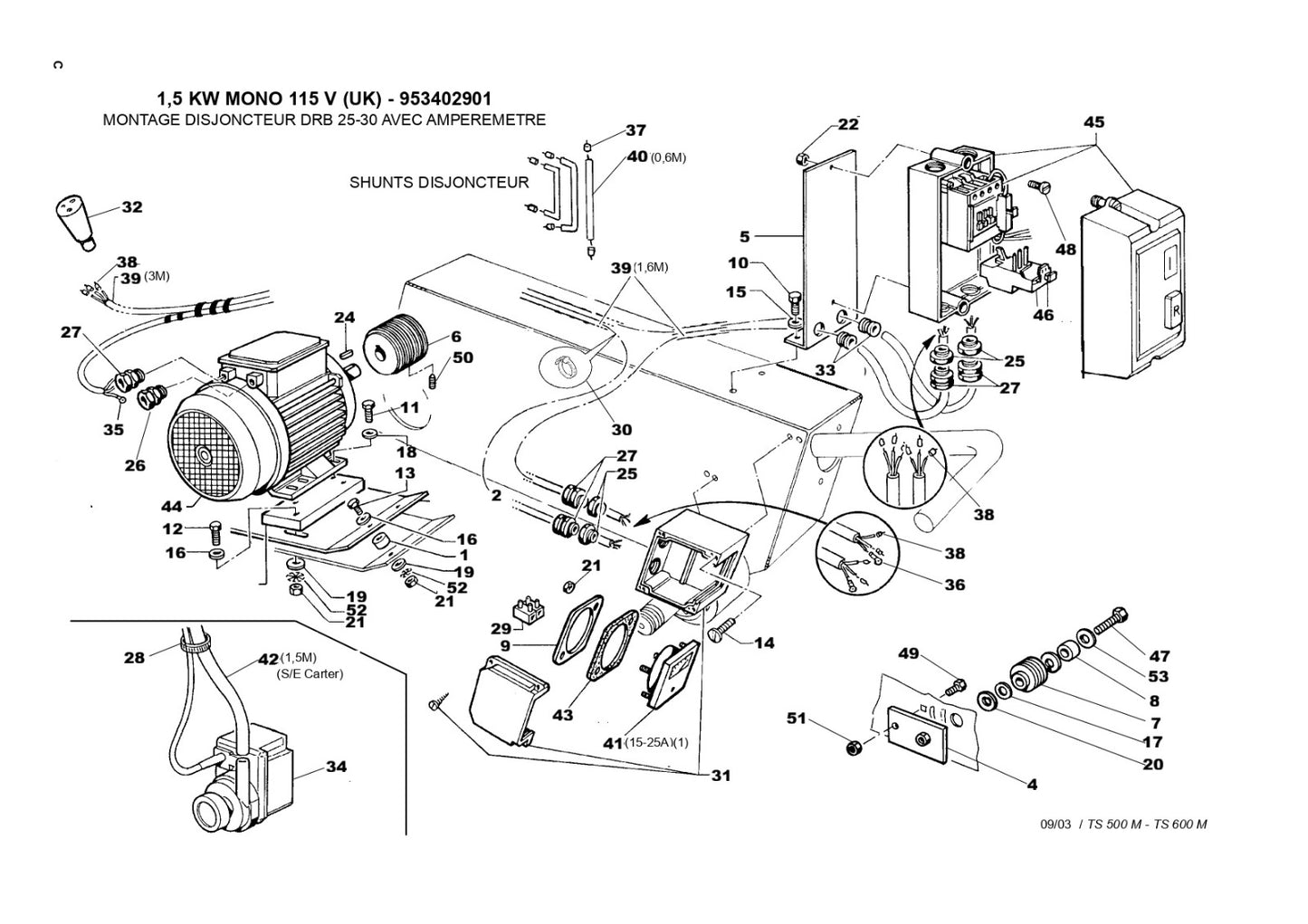 TS 500 M, TS 600 M 1,5 KW MONO 115 V (UK) Assembly Parts