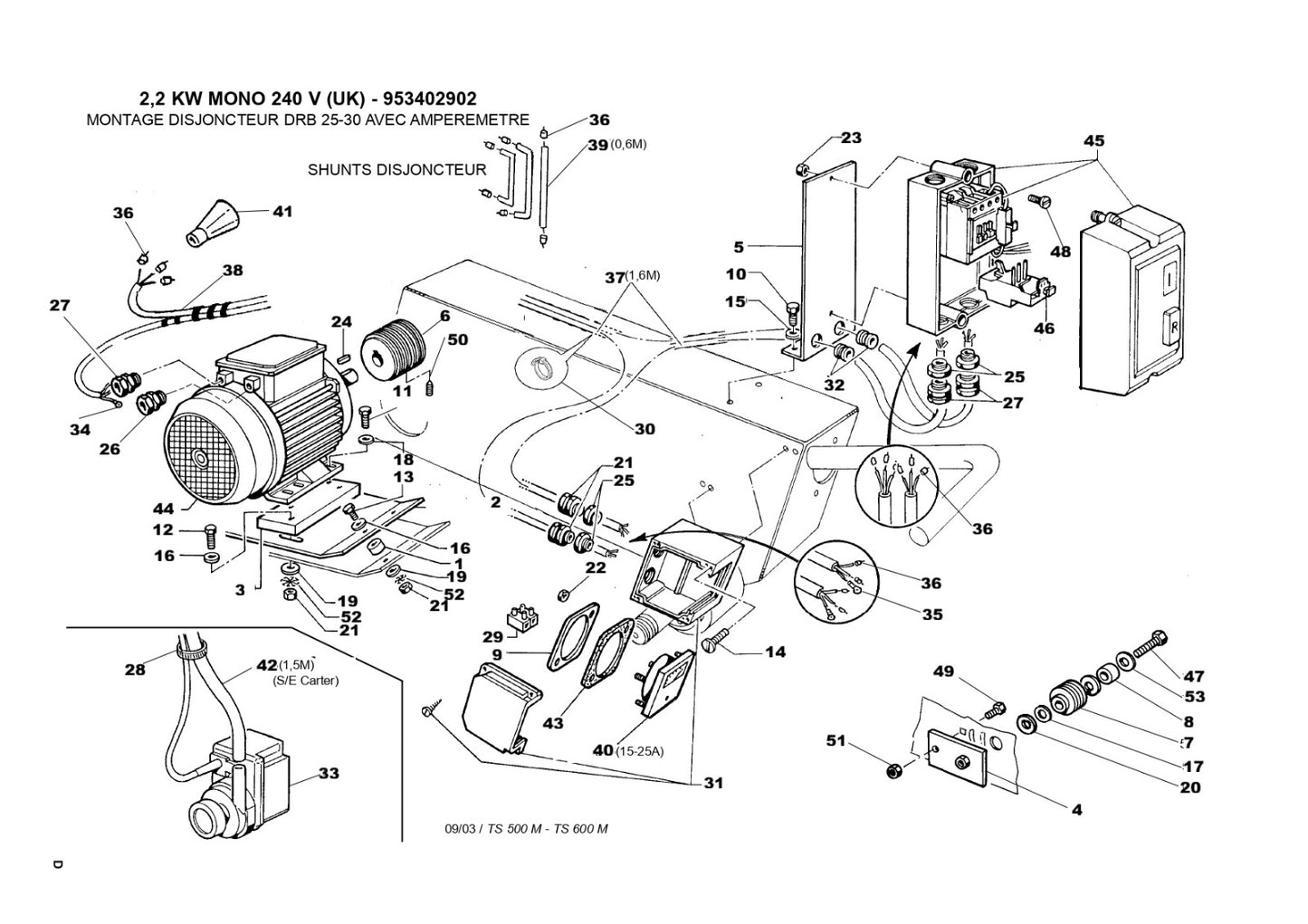 TS 500 M, TS 600 M 2,2 KW MONO 240 V (UK) Assembly Parts