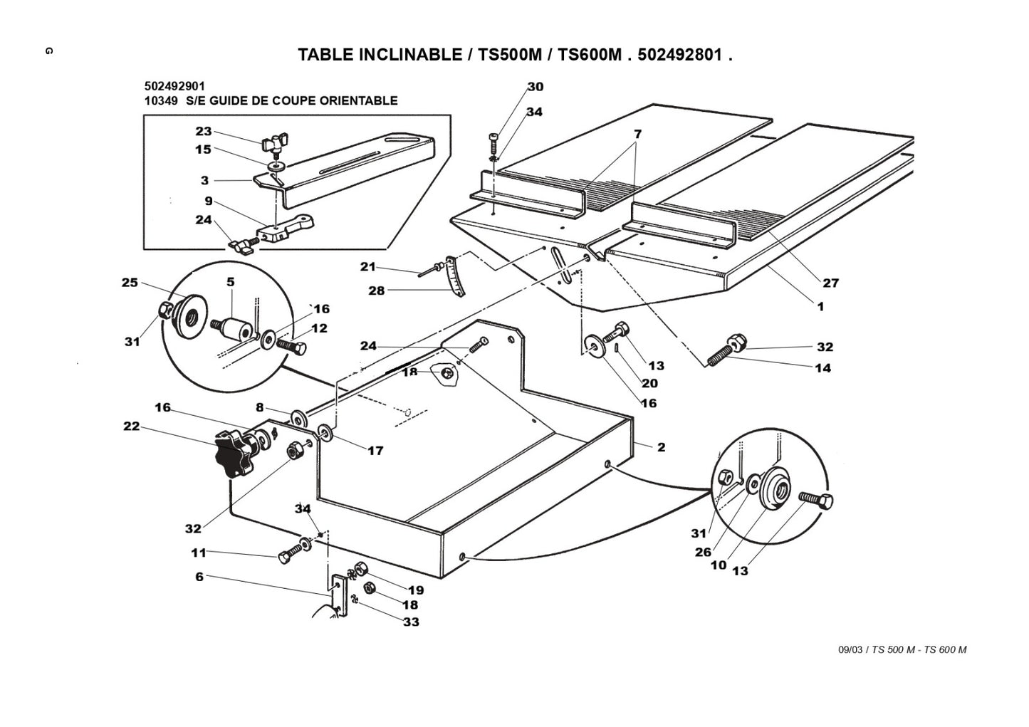 TS 500 M, TS 600 M Mower Deck, Cutting Deck Assembly Parts
