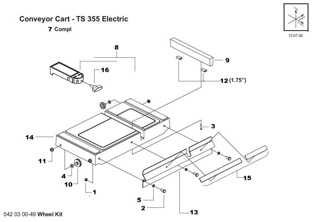 TS 355 Electric Conveyor Cart Assembly Parts