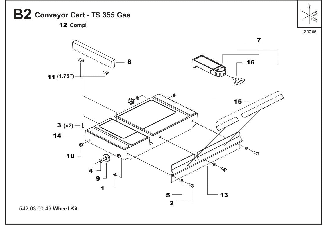 TS 355 Gas Conveyor Cart Assembly Parts