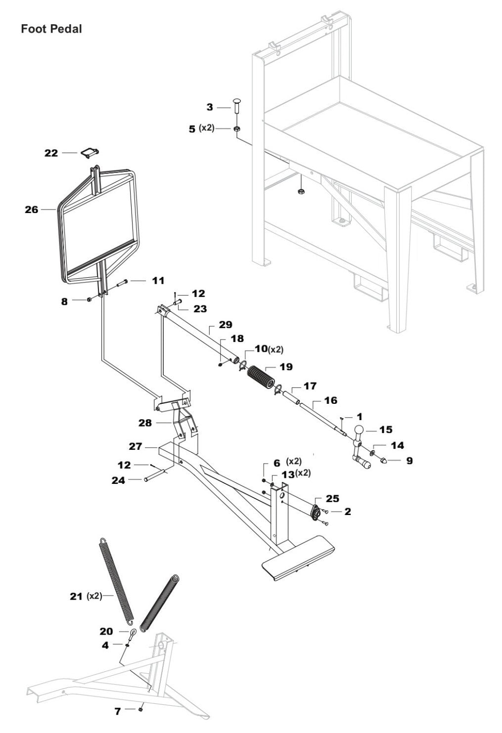 TS 510 Foot Pedal Assembly Parts