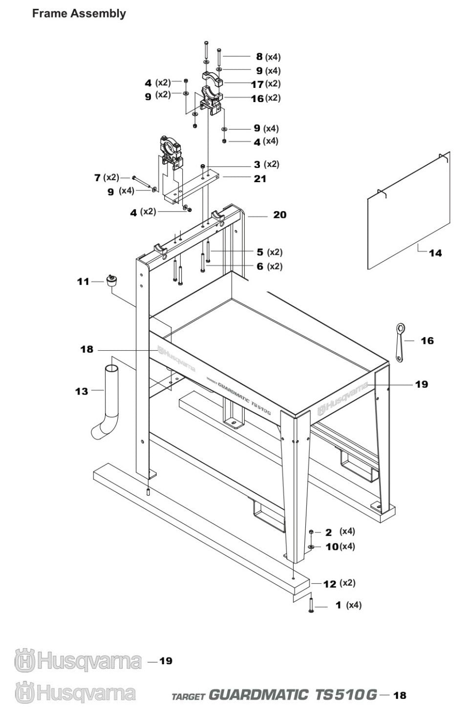 TS 510G Frame Assembly Parts