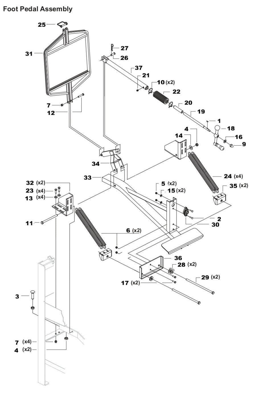 TS 510G Foot Pedal Assembly Parts