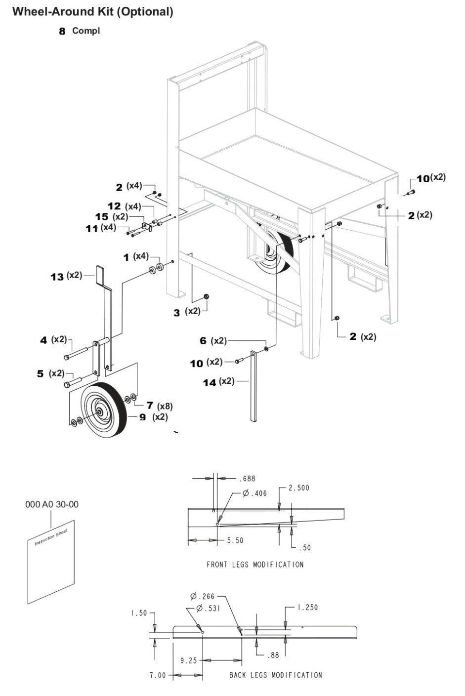 TS 510G Wheel-Around Kit Assembly Parts