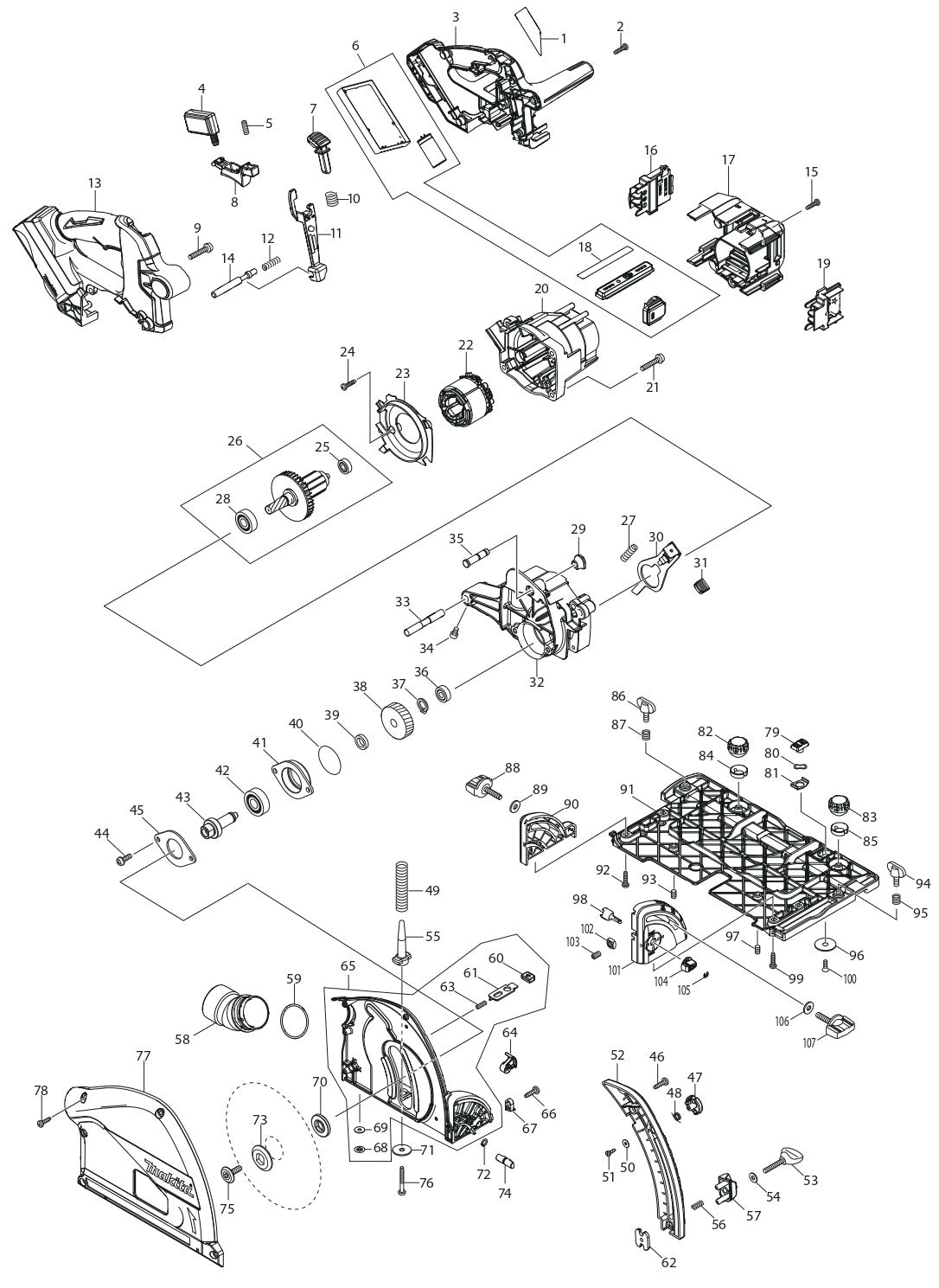 XPS01Z Circular Saw Assembly parts By Makita