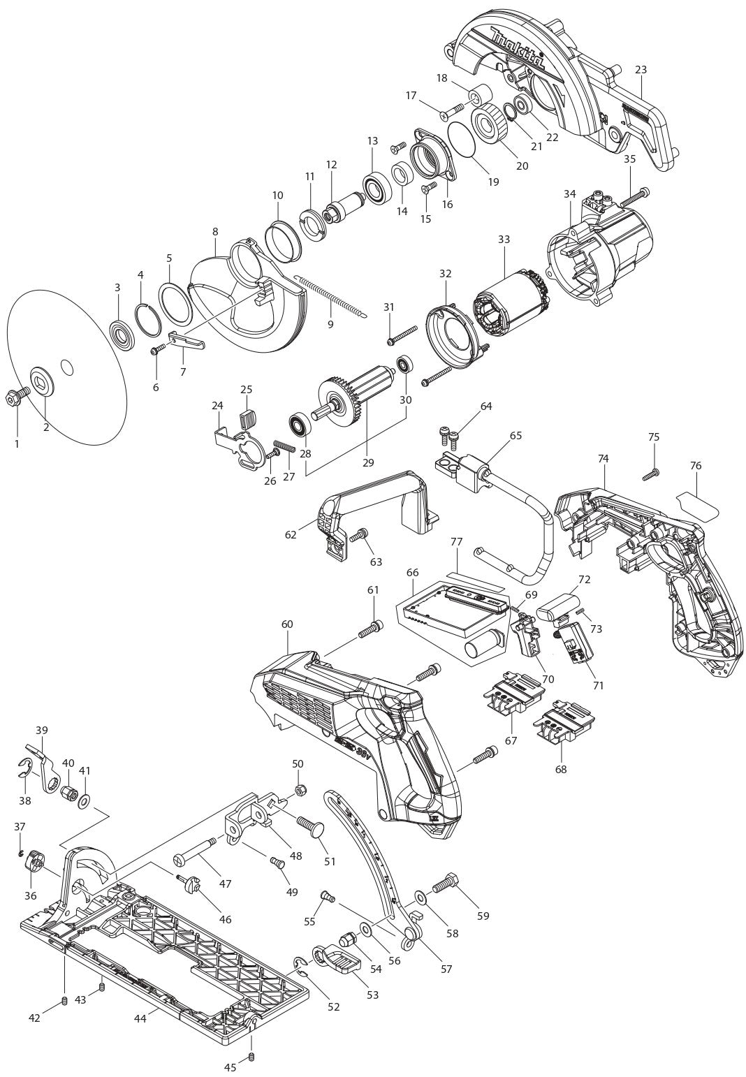 XSR01Z Circular Saw Assembly parts By Makita