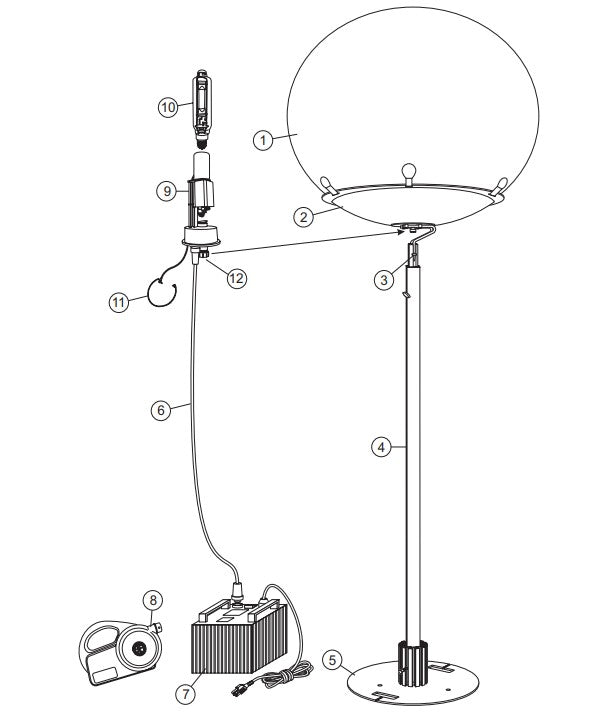 Moonlight Lighting System —Balloon (with MBP)Assembly Parts-MB150, MB400, MB400B, MB1000, MB1000W Moonlight SERIES