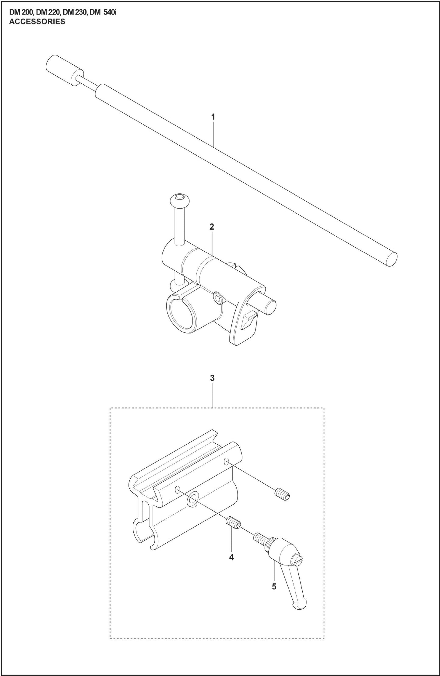 DM 200, DM 220, DM 230, DM 540i Accessories Parts For DM 200 By Husqvarna