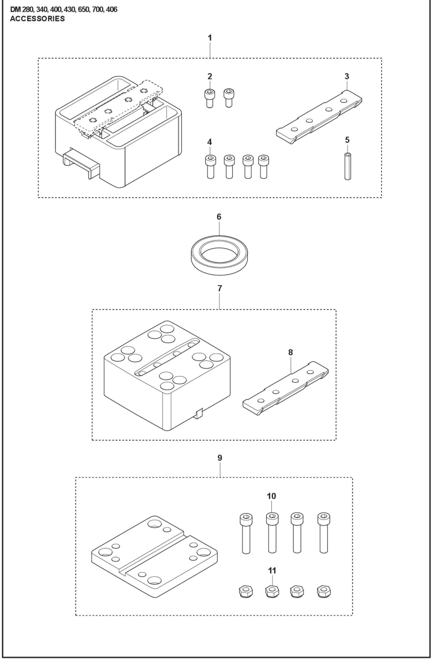 DM 280, 340, 400, 430, 650, 700, 406 Accessories Parts For DM 430 By Husqvarna