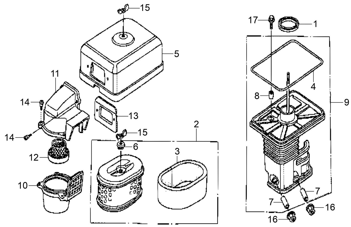 MVC82VH/VHW Honda GX160UT2QMXC/SMXC Engine Air Cleaner Assembly Parts