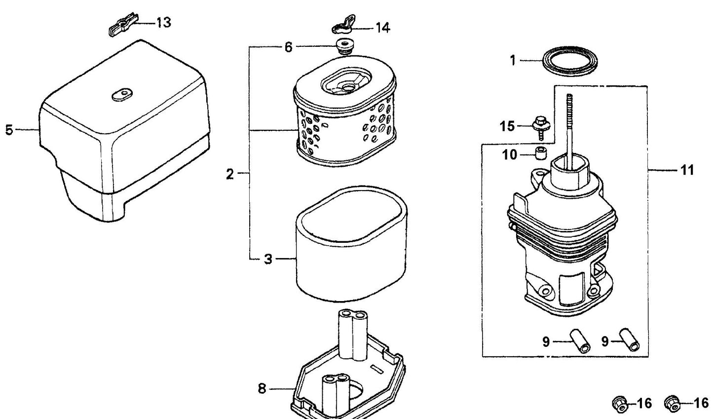 MVH402GHB HONDA GX390K1SMX2 Air Cleaner Assembly Parts