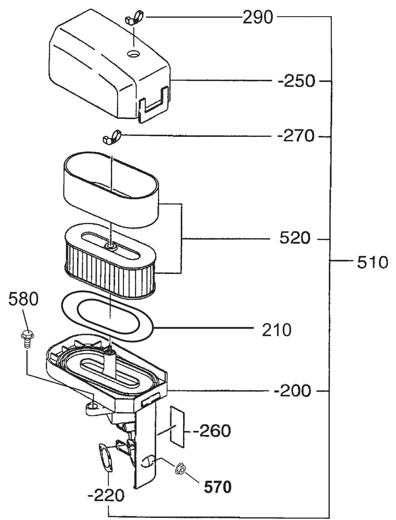 QP3TE ROBIN EX270D500241 ENGINE Air Cleaner Assembly Parts By Multiquip