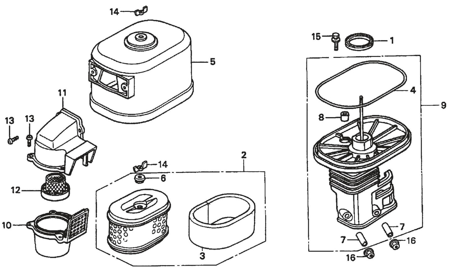 Honda GX390K1QWT2 Engine Air Cleaner Assembly Parts For SP2 13H20 S13H20 S20H20 By Multiquip
