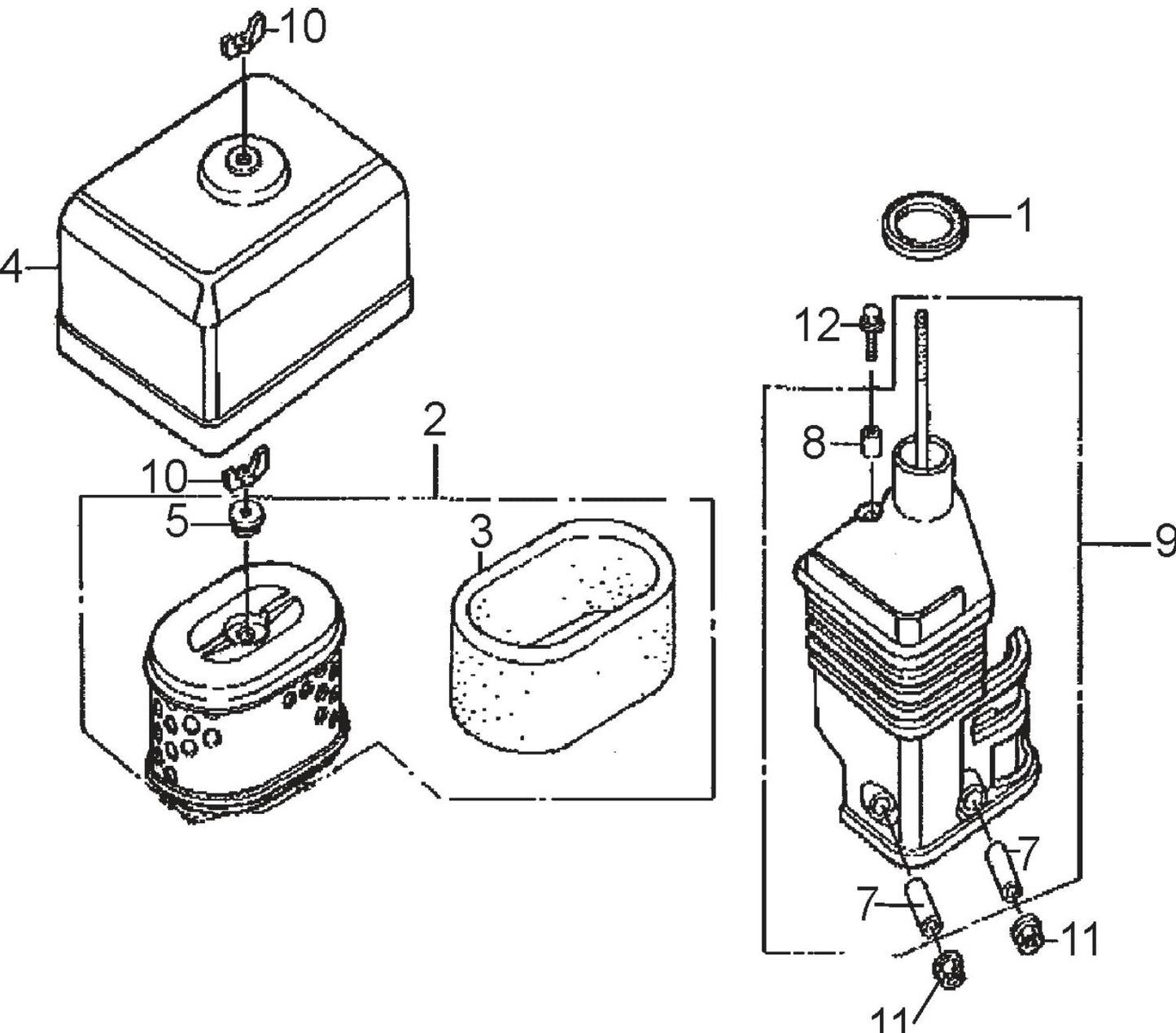 MVH120VGH GX160U1SMX4 Engine Air Cleaner Assembly Parts