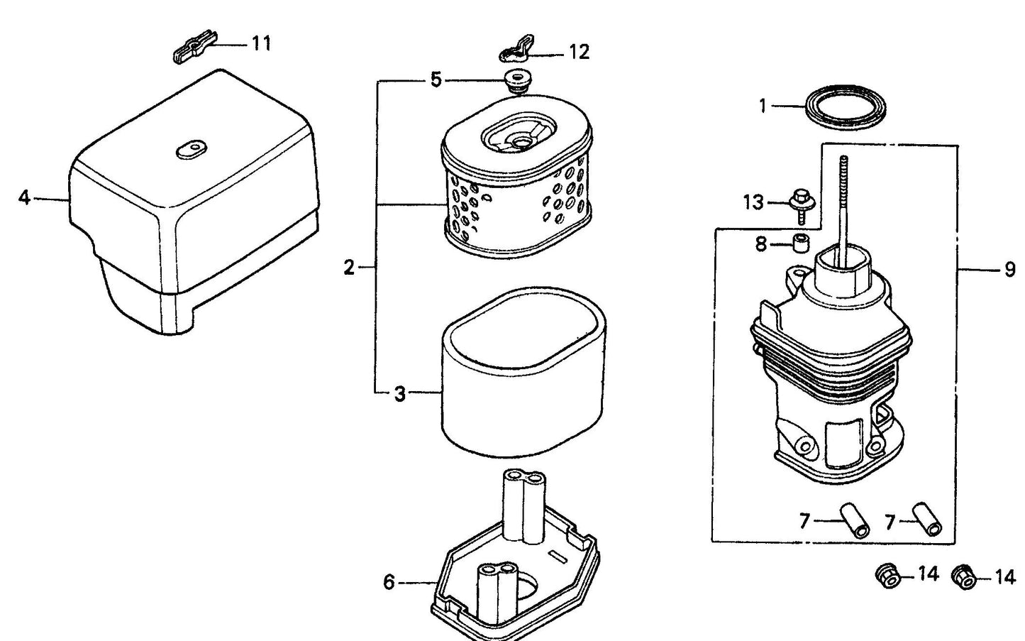 QP40TH HONDA GX340K1QA2 Engine Air Cleaner Assembly Parts By Multiquip