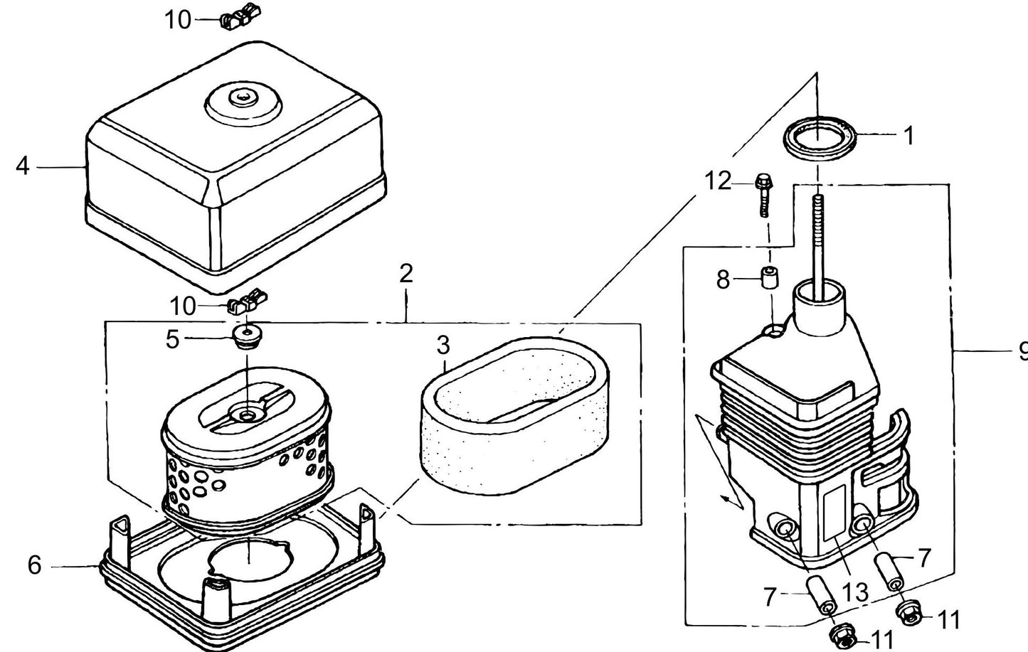 MVC88VGH/VGHW Honda GX160U1QMX2 Engine Air Cleaner Assemble Parts