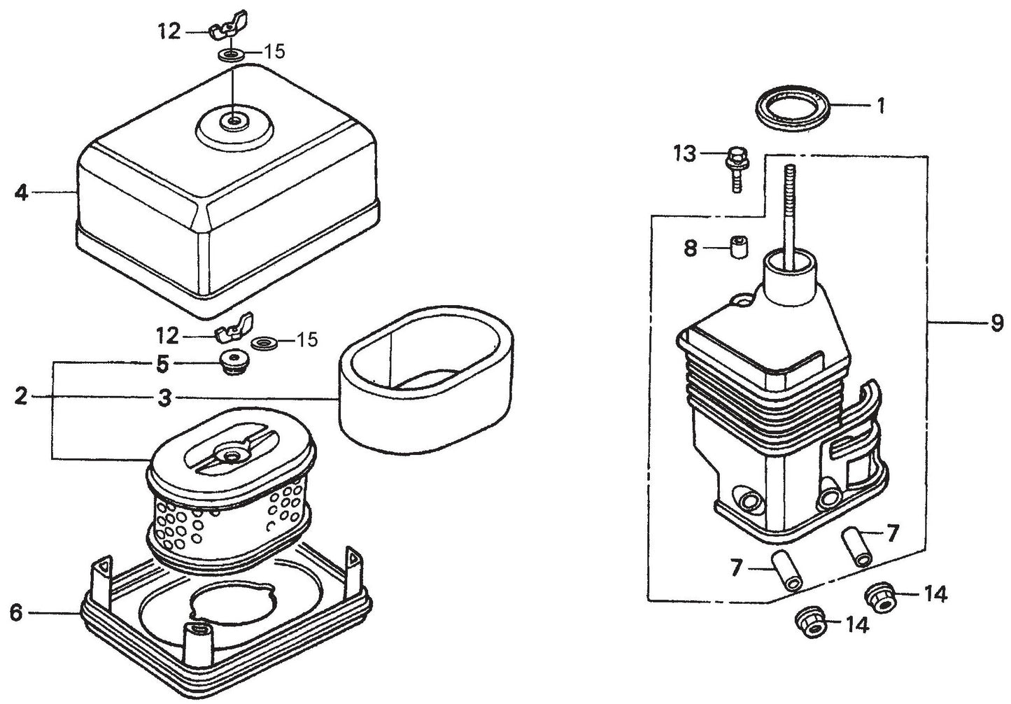 MVHR60HW HONDA GX120K1SM12 Air Cleaner Assembly Parts