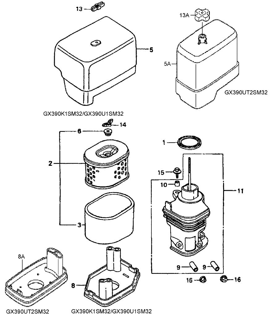 Air Cleaner Assembly Parts For MRH800GS HONDA GX390 Series Engine Vibratory Rollers By Multiquip