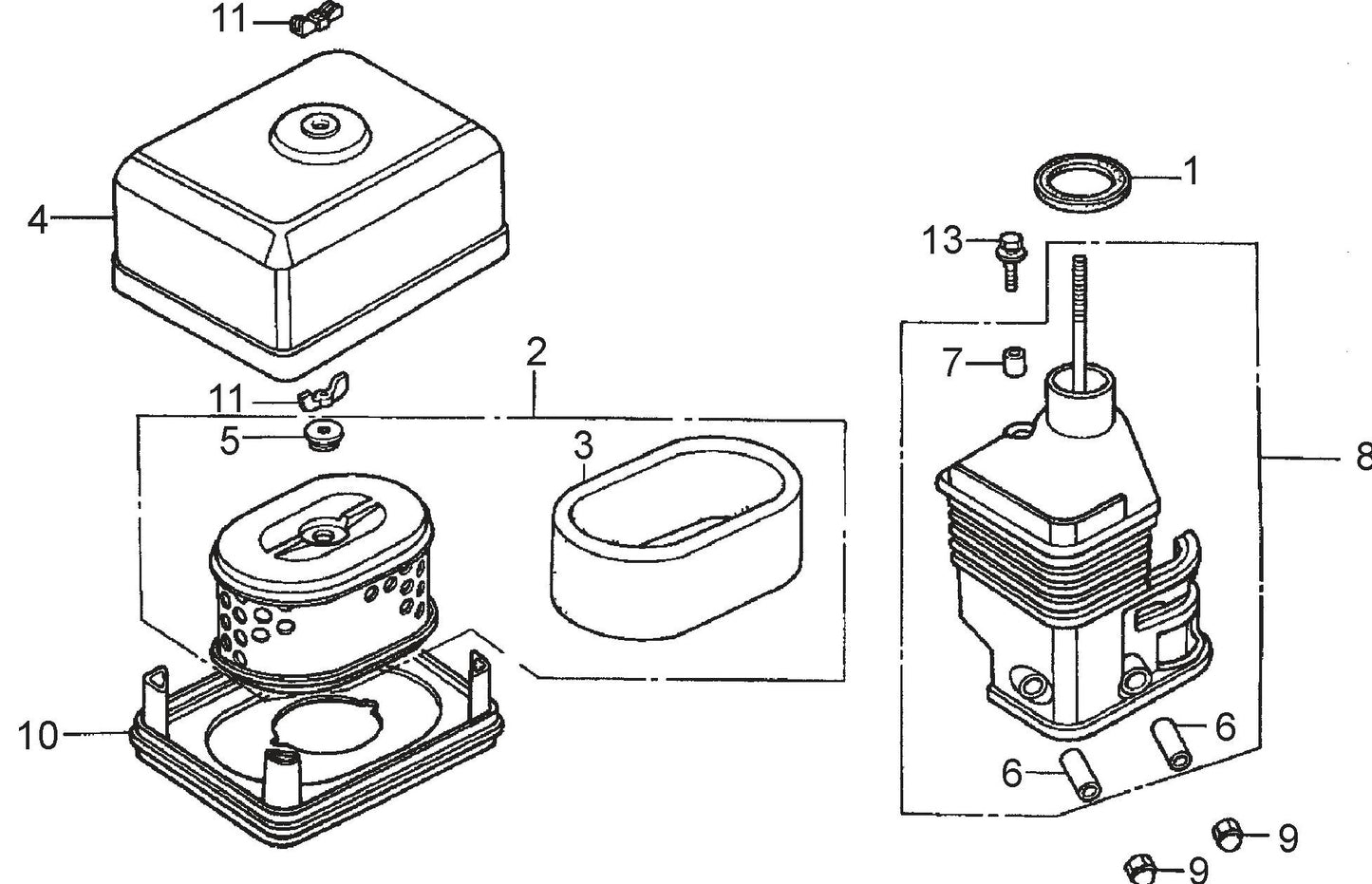 MVC70H/HW Honda GX160K1QMX2 Engine Air Cleaner(Dual) Assembly Parts