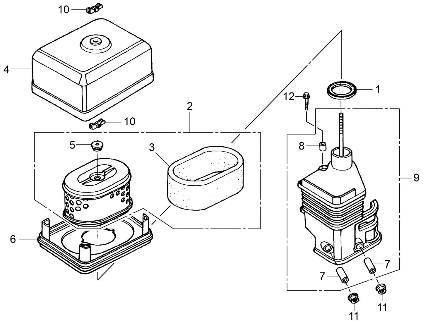 MVC82VH/VHW Honda GX160U1SM12/SMX4 Engine Air Cleaner Assembly Parts