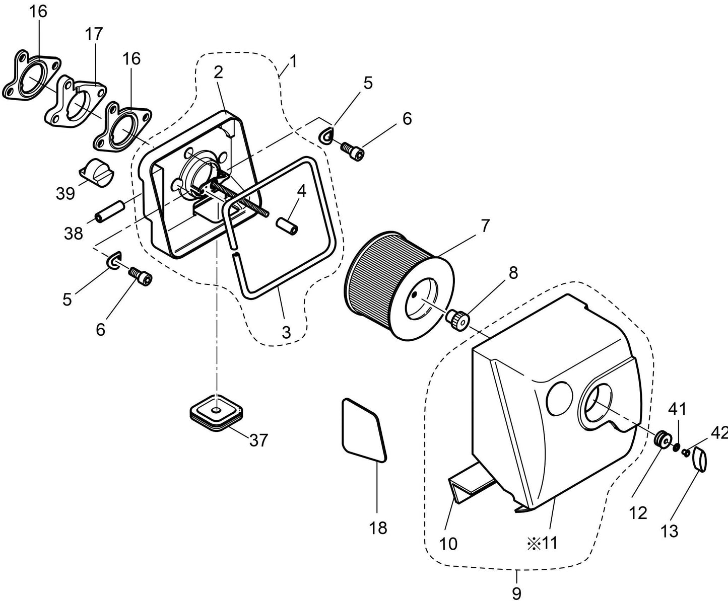 MVH408DZ HATZ 1B50 Engine Air Filter Assembly Parts