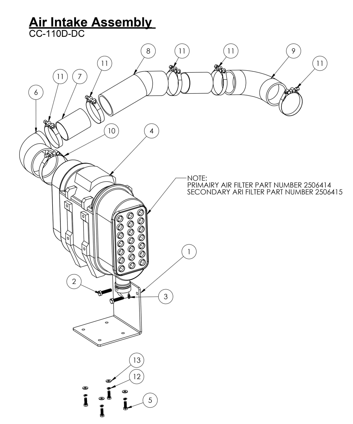 CC-110D-DC Air Intake Assembly Parts