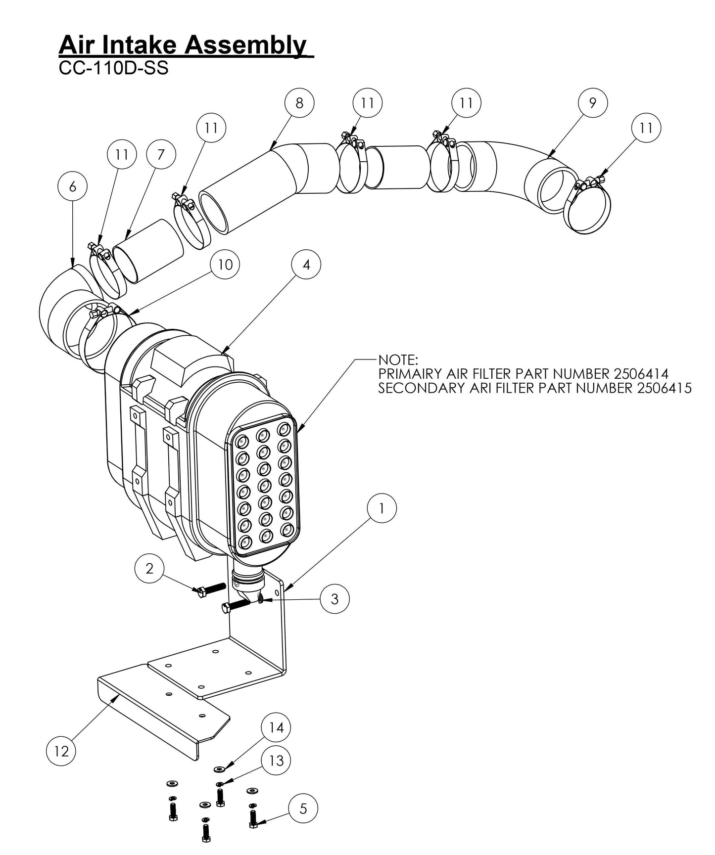 CC-110D-SS Air Intake Assembly Parts